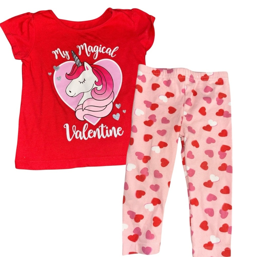Girls Valentine’s Day  heart print outfit